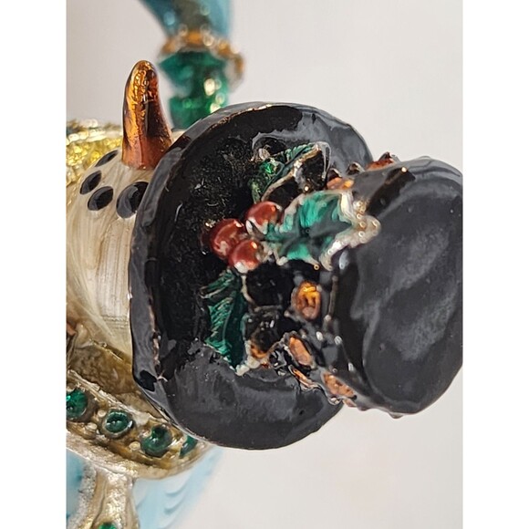 Fitz & Floyd 2006 Guild Holiday Snowman Trinket Box Jeweled Magnetic Closure - Picture 7 of 16